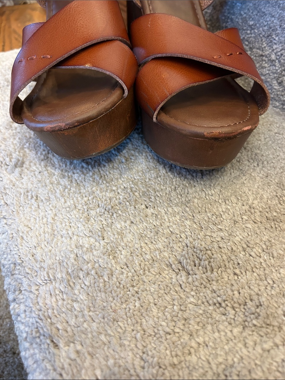Universal Thread Tan Brown leather Crisscross Ankle Strap Sandals image 6